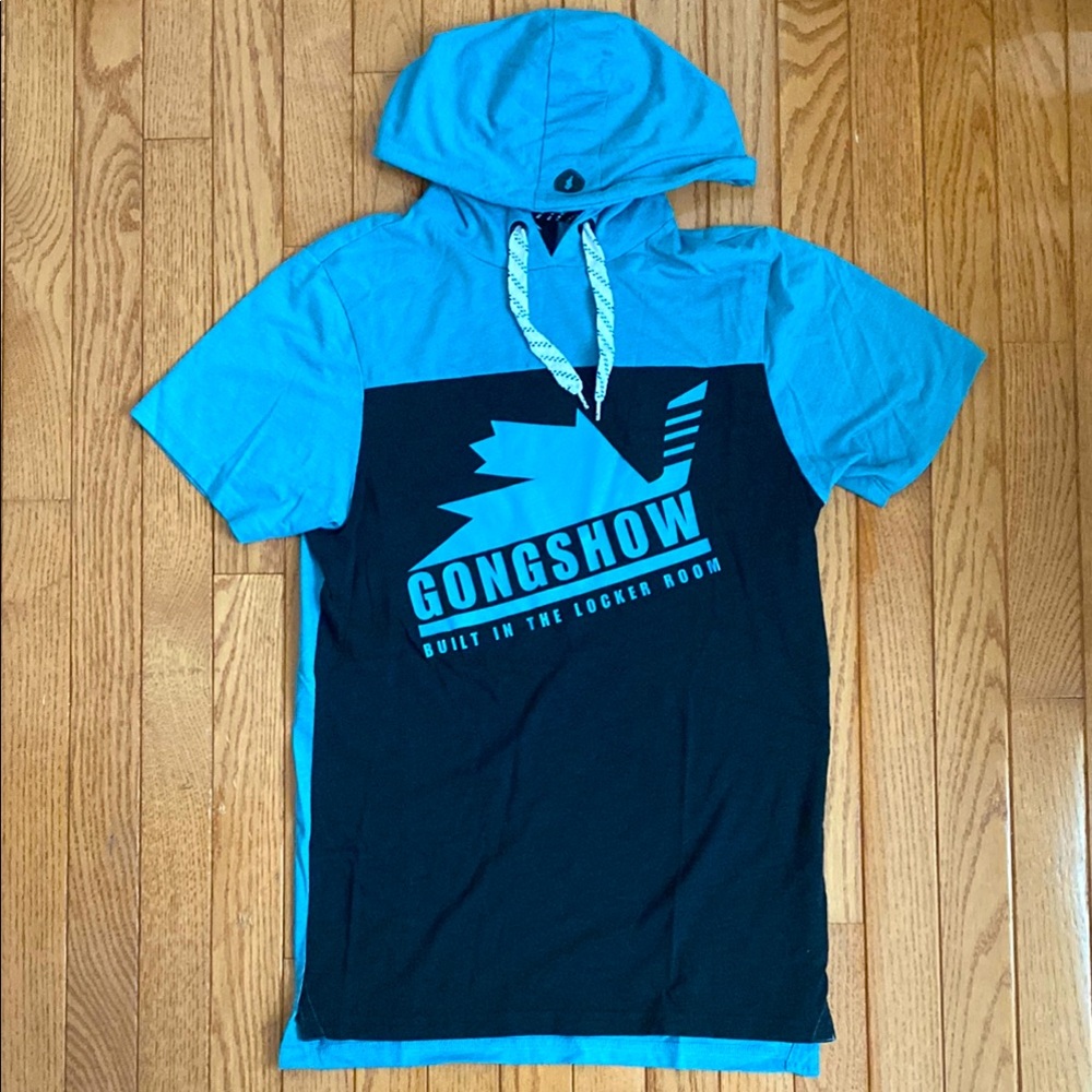 GONGSHOW Hockey Player Blue and Black Men’s Hoodie T-Shirt